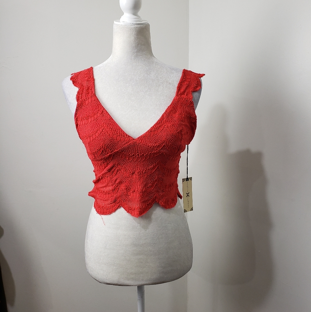 Free people nightcap bralette red lace size 4 nwt - Picture 1 of 8